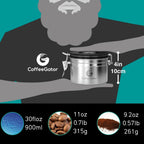 Coffee Gator Coffee Storage - 11oz Small Stainless Steel Tea and Sugar Containers - Stainless Steel Canisters with Date-Tracker, CO2 Valve for Freshness & Scoop - Silver