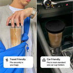 Dodoko Reusable Boba Cup and Straw Boba Tea Cup Bubble Tea Cup Reusable Iced Coffee Cup Cold Coffee Cup Smoothie Cup with Lid and Straw Smoothie Cup to go Smoothie Tumbler 17 oz - Night Black