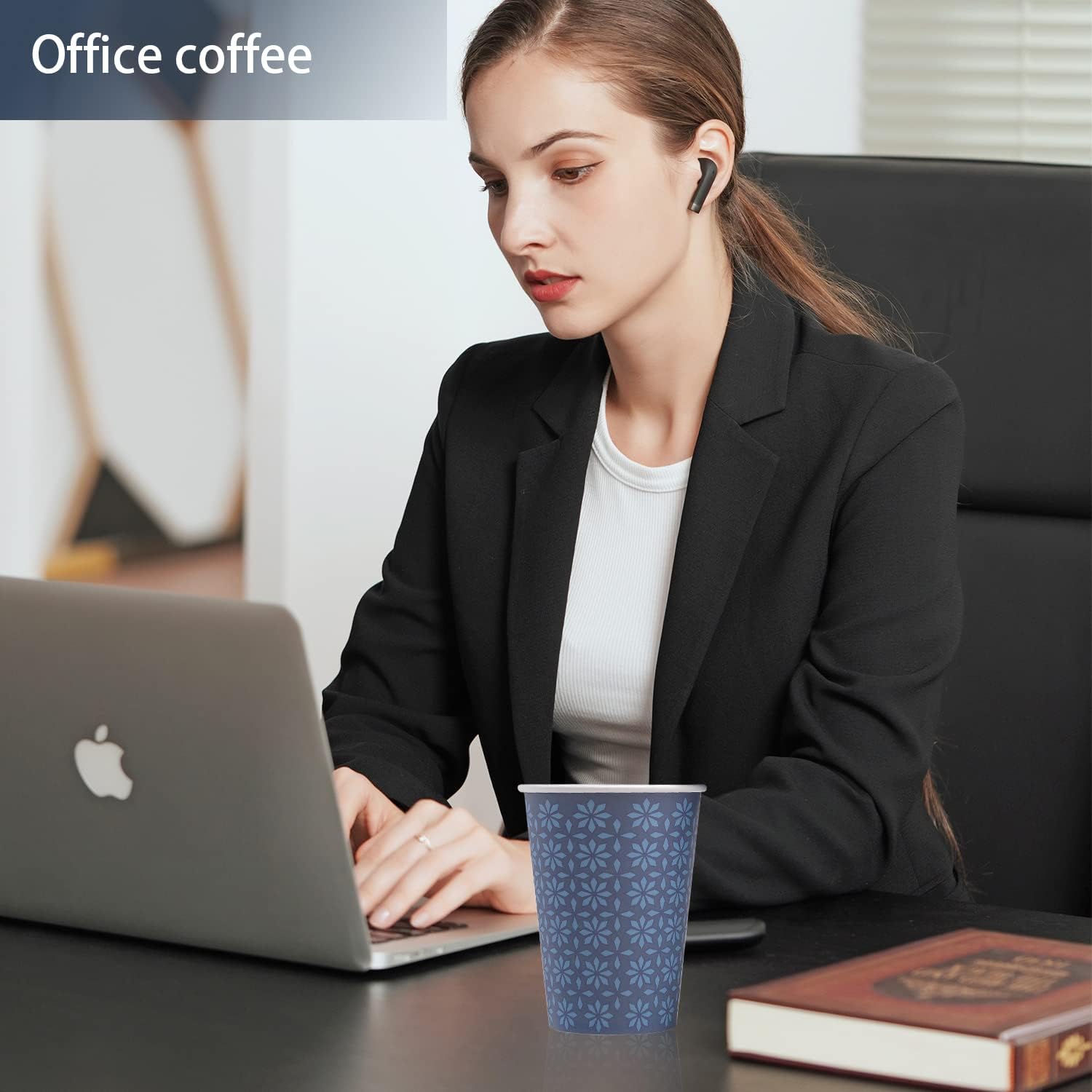 210 Pack 16 oz Disposable Paper Cups, Hot/Cold Beverage Paper Drinking Cups, Navy Floral Paper Coffee Cups 16 oz for Home-use, Office, Restaurant and Events