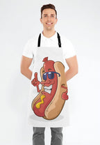 Hot Dog Cartoon Character Wearing Sunglasses Adjustable Bib Apron Kitchen Cooking Baking Gardening Apron for Women Men