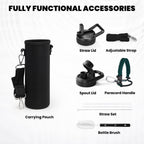 Insulated Water Bottle 20 oz, Triple Wall Vacuum Stainless Steel (Cold for 48 Hrs), Leak Proof & Non-BPA, Kids Water Bottle Jug for School with Straw Spout Lids, Dark Green