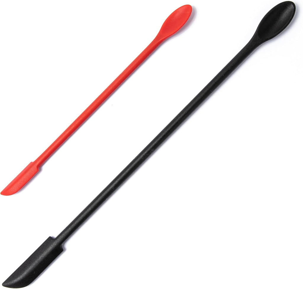 Mini Spatula Silicone Spatula Set - 2pcs Small Makeup Scrapers for Cosmetics, Reusable Beauty Tiny Tools, Thin Jar Scraper, Get Last of Makeup Out, Black and Red
