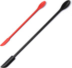 Mini Spatula Silicone Spatula Set - 2pcs Small Makeup Scrapers for Cosmetics, Reusable Beauty Tiny Tools, Thin Jar Scraper, Get Last of Makeup Out, Black and Red