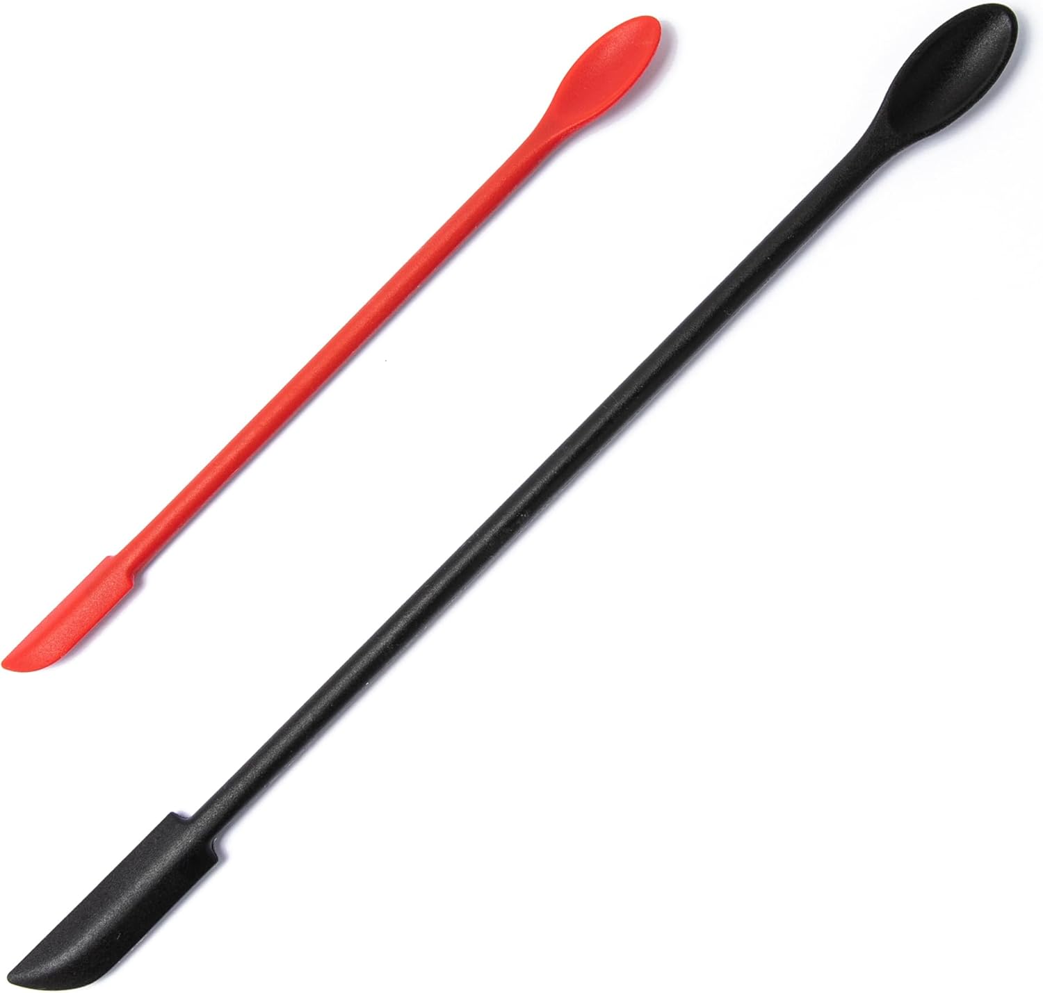 Mini Spatula Silicone Spatula Set - 2pcs Small Makeup Scrapers for Cosmetics, Reusable Beauty Tiny Tools, Thin Jar Scraper, Get Last of Makeup Out, Black and Red