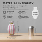 Cute Storage Jars with Airtight Lid, Funny Candy Shape Ceramic Food Container, Cookie Canister for Coffee Bean, Sugar, Tea, Spices, Cereal, Nuts, Dog Treat-700 ml / 23.7 oz(Pink Stripes)