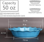 Bosmarlin Ceramic Pie Pan, 9 Inches Pie Dish, 50 oz, Pie Plate for Baking, Microwave, Oven Safe and Dishwasher safe (Cerulean blue, 9 inches)