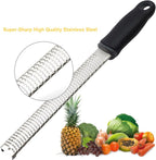 Lemon Zester, Stainless Steel Kitchen Cheese Grater, Plastic Cover Ergonomic Soft Black Handle