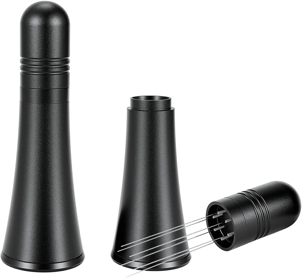 IKAPE WDT Tools, Espresso Stirrer Distribution Tool for Barista, 0.25mm 6 Needles Espresso Coffee Stirrer with Stand and Extra 6 Needles (Black)