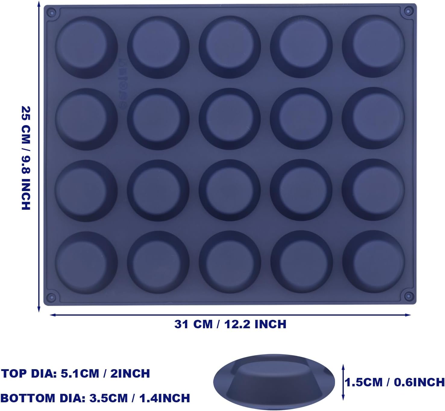 Silicone Tart Mold for Baking, Mini Tart Pan, 2 Inch Mini Pie Pans for Mince Pie, Fruit Pie, Blue(2, 2 INCH)