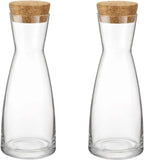 Bormioli Rocco Ypsilon Glass Carafe Set with Cork Tops, Set of 2-18.5 oz Contemporary Juice Containers & Drink Dispensers for Wine, Water, Milk - Dishwasher Safe Bar Glassware for Entertainment