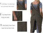 Women's Pinafore Square Apron Baking Cooking Gardening Works Cross Back Cotton/Linen Blend Dress with 2 Pockets