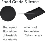 DNC 7.9" Small Silicone Bathroom Counter Tray, Vanity Tray, Kitchen Sink Soap Tray for Dish Holder Dispenser Countertop Toilet Tank Desk Organizer Black