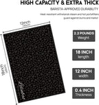 Coffee Bar Mats for Countertop, Bar Decor Accessories, Coffee Machine Tray for Countertop, Non-slip Dish Drying Mat, Rubber Barista Tools Pad, Espresso Organizer (Black, 18"x12")