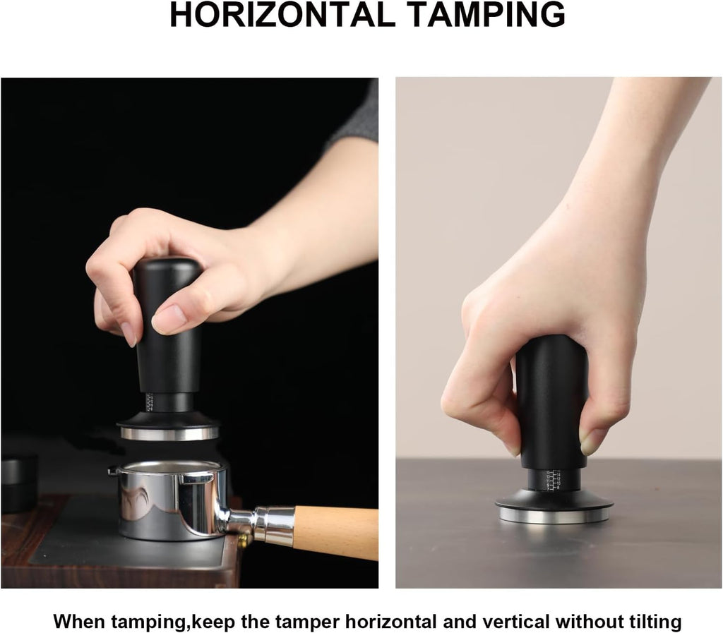 TFSWUFI 53mm Espresso Tamper,Spring Loaded Tamper with Stainless Steel Ripple Base,Compatible with 53mm Portafilter,Coffee Tamper for Coffees Enthusiast and Home Barista