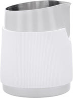 Normcore Handleless Milk Pitcher with Sharp Spout, 18/8 Stainless Steel Milk Frothing Jug, Coffee Latte Frothing Pitcher, Non-stick coating White, 20.3 oz (600 ml)