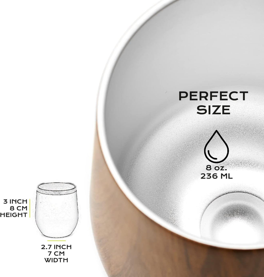 BALIBETOV 5 pcs large Yerba Mate Cup and Bombilla Kit, Includes one 8 oz Yerba Mate Gourd with Lid, Two Bombillas Mate Straw and one cleaning brush (Wood, 8.00)