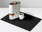 Coffee Maker Mat for Countertops, Coffee Bar Accessories Fit Under Coffee Machine Mat 19"x12"Rubber Backed Coffee Pots - Table Mat Under Appliance, Kitchen Counter Coffee Dish Drying Mat, Marble Black