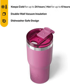 RTIC 20oz Essential Tumbler with Lid, Insulated, Stainless Steel, Metal, Double Wall Vacuum-Insulation, Ceramic Lined, Travel Cup for Iced Coffee, Tea, Hot and Cold Drink, Orchid