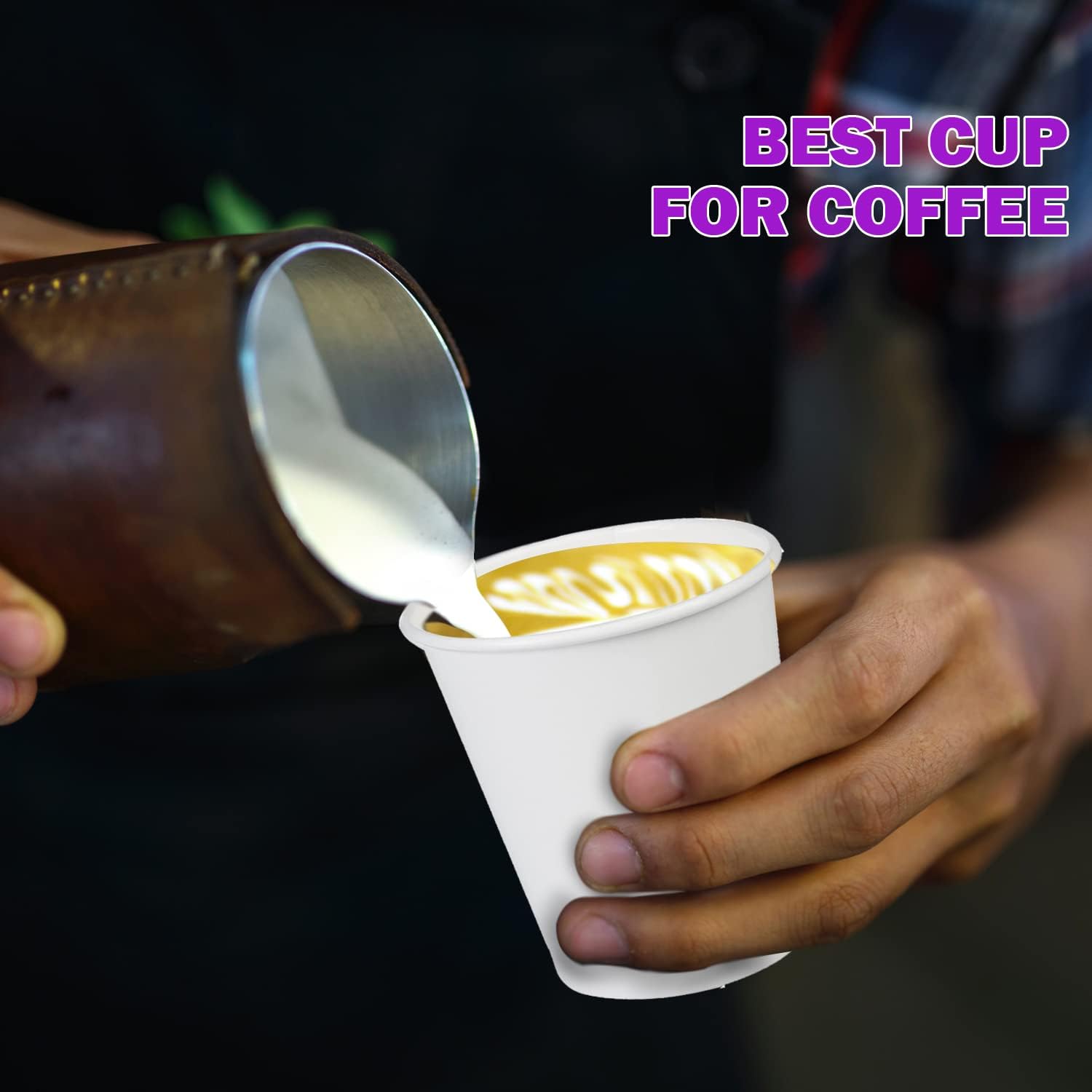 Smygoods White Disposable Paper Coffee Cups (10 OZ, 100 Count) For Hot Beverages, Tea, Espresso, Cocoa - To Go Drink Containers, Café & Office