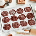 Wooden Cookie Mold - Biscuit Baking Cutter, Carved Embossing Stamp for DIY Shapes, Gingerbread, Pine Cone (Rose)