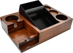 13.4'' Large Espresso Knock Box and Tamping Station, Solid Wood Espresso Accessories Organizer Box for 51MM-58MM Tamper, Distributor, Portafilter, High-Capacity Espresso Coffee Organizer