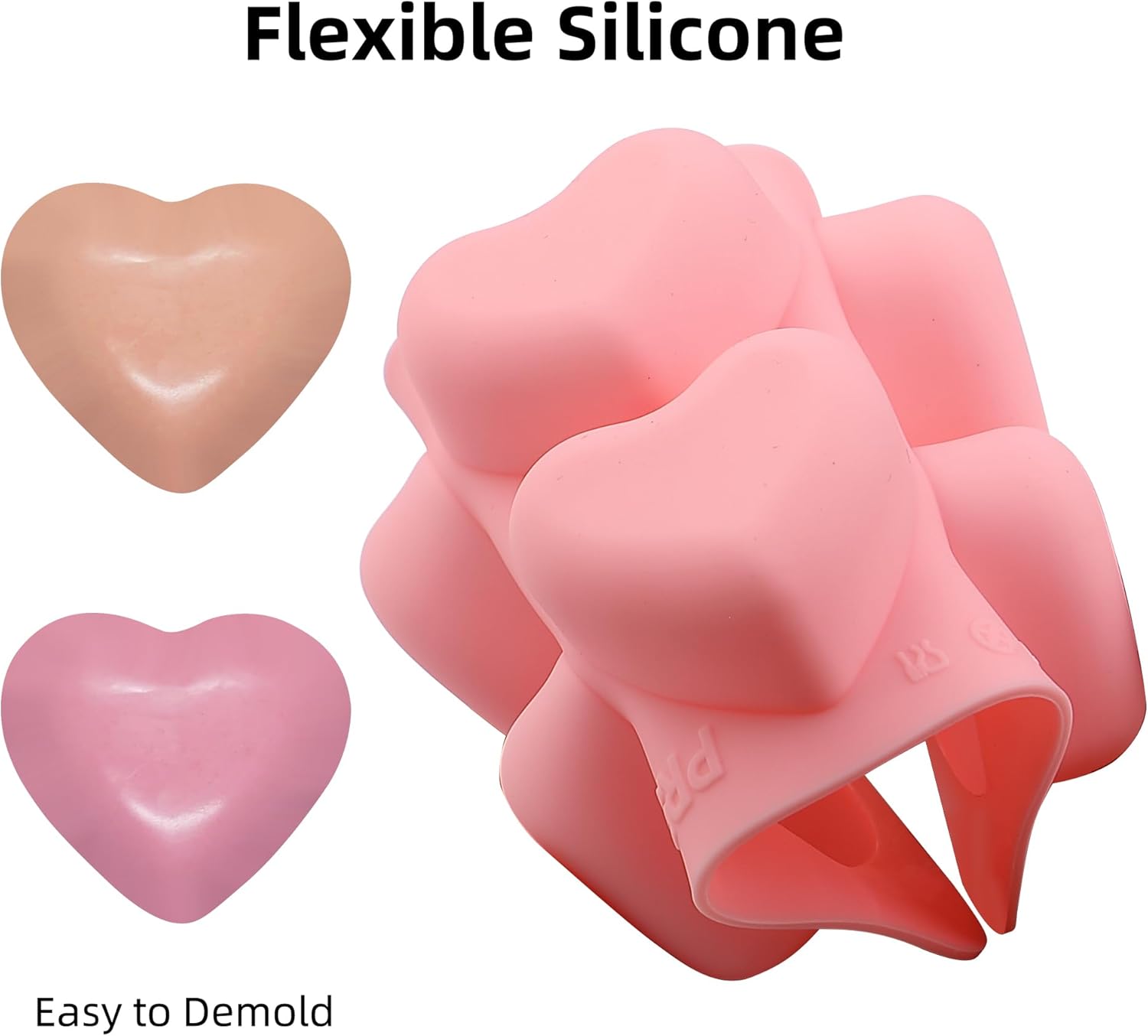 Heart Silicone Molds 3pcs Valentine's Heart Chocolate Molds for Candy Ice Cube Resin Soap Jelly(Medium 1.8inch)