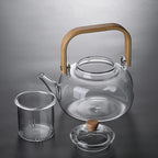 Glass Teapot with Infuser Clear Glass Tea Kettle 900 ml Tea Pot for Stove Top, Loose Tea, Tea Maker Gift,A