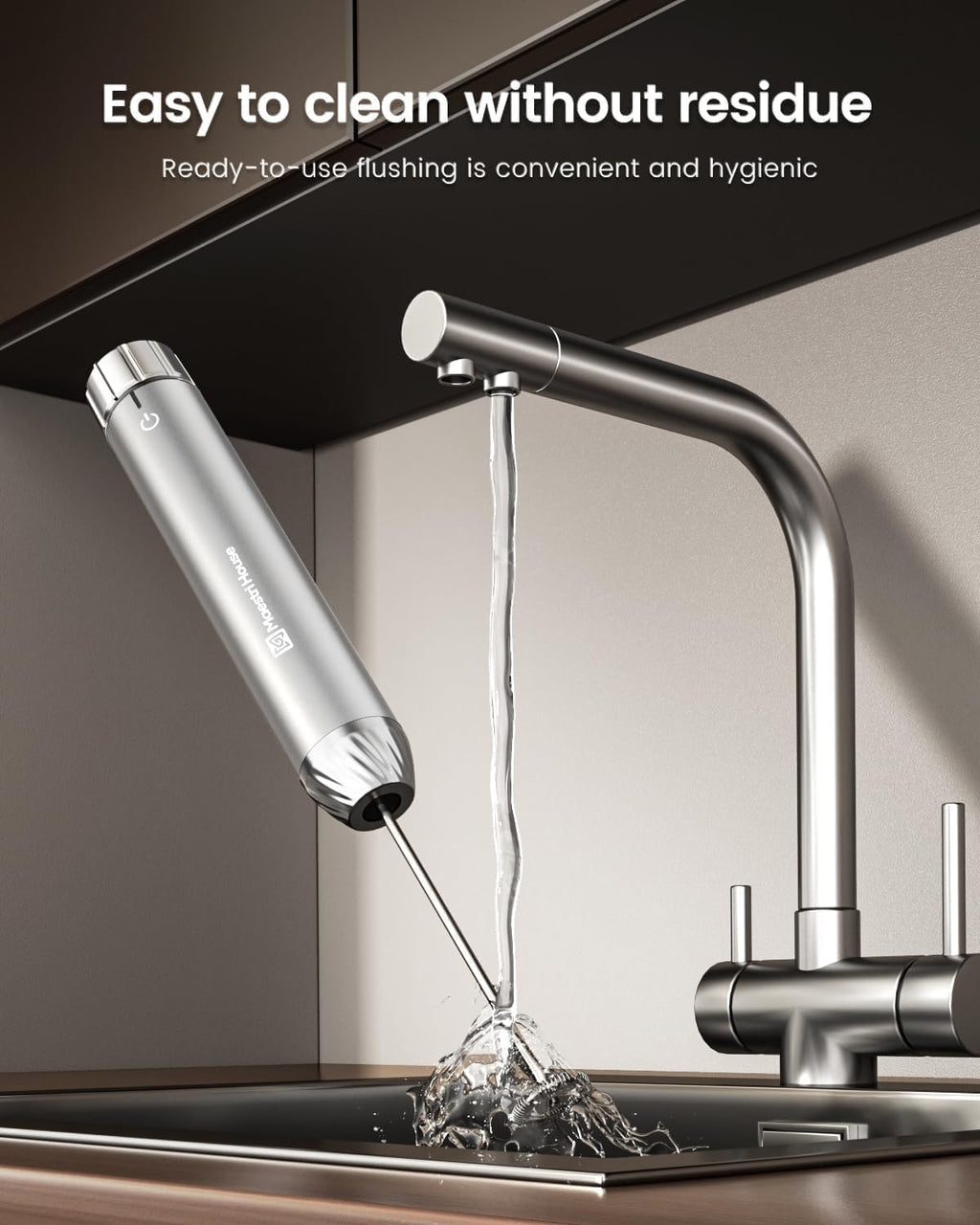 Maestri House Rechargeable Milk Frother with Stepless Speed Control, LunaFro Max Handheld Electric Foam Maker Waterproof Drink Mixer Foamer with Stand & Detachable Whisks for Lattes, Cappuccino