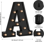 Foaky Black LED Letter Lights for Room Decor - Bedroom Wall Decor, Alphabet Lights for Home, Wedding, Party - Battery Operated （A）