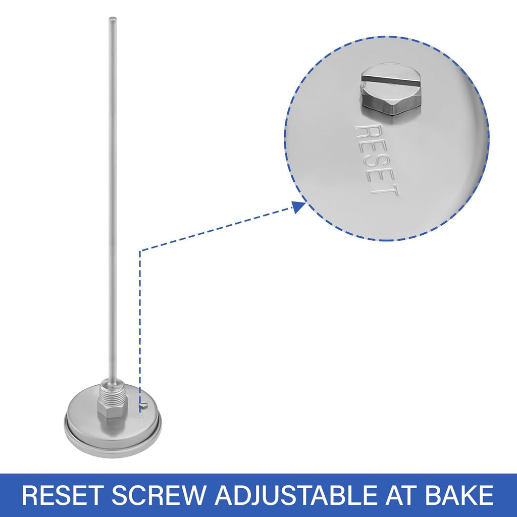 MEASUREMAN Hot Water Bi-Metal Thermometer, 3" Dial, 12" Lead-Free Brass Stem, 32-212°F/0-100°C Range, 2% Accuracy, 1/2" NPT Mount