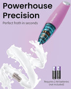 Elementi Pink Milk Frother Handheld Double Whisk - Coffee Frother Electric Stirrer, Matcha Whisk & Drink Mixer Handheld - Electric Stirrer For Coffee (Pastel Pink)