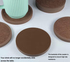 Absorbent Coasters for Drinks with Holder - 6packs, Silicone Coaster with Soft Felt Insert (4.3 inch Coasters with 4.5 inch Holder, Brown)
