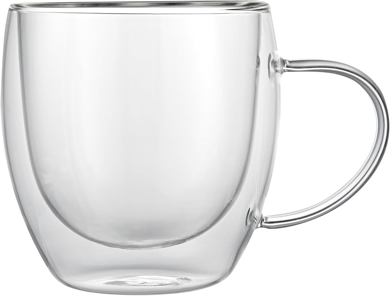 Restaurantware-Forma Professional 8.5 Ounce Glass Coffee Cups, 2 Insulated Coffee Cups With Handle - Dishwashable, Reusable, Clear Double Wall Beverage Tumblers, Freezable, For Hot Or Cold Beverages