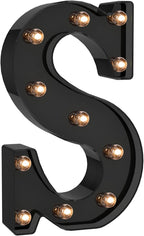 Foaky Black LED Letter Lights for Room Decor - Bedroom Wall Decor, Alphabet Lights for Home, Wedding, Party - Battery Operated （S）