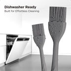 Kitchen Mama WaltzGrip Platinum Silicone Basting Pastry Brush: Set of 2 Heat-Resistant Brushes for Cooking, Baking, Grilling, and Spreading Oil or Butter - Dishwasher-Safe (Metal Gray)