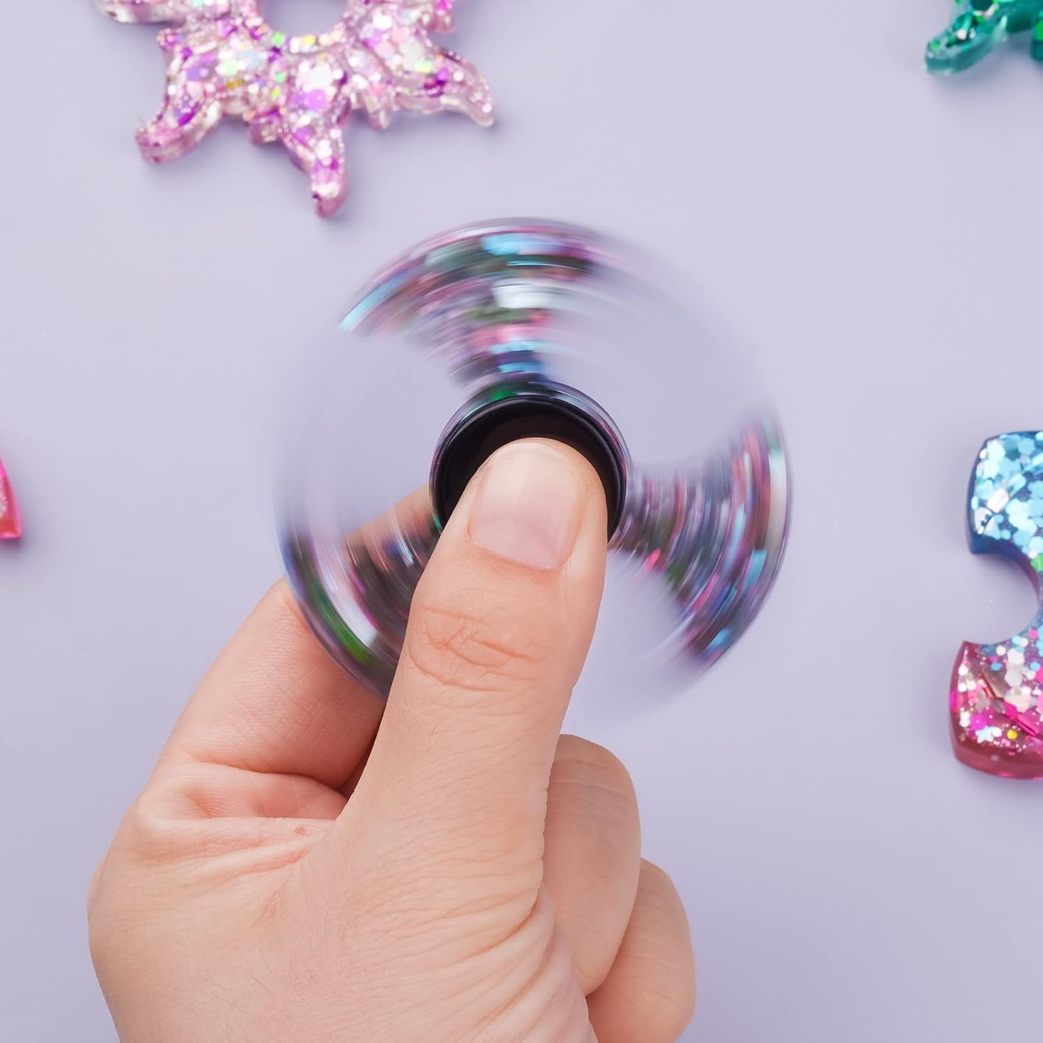 NiArt Fidget Finger Spinner DIY Epoxy Resin Casting Silicone Mold Kit 4 Molds with 10 Bearings Set, Stress Reliever Hand Fidget Toy Gift for Kids and Adults Art Crafts Home Decorations Jewelry (Set C)