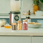 Oidium 4 oz Glass Jars with Bamboo Lids,4-Pack,Glass Spice Jars,Bulk Clear Round for Making Candles,Small Glass Jars For Flour,Sugar,Spices,Tea,Jams,Liquid.wide mouth Mini Jars (Clear 4Pack(4oz))