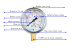 Pressure Gauge,Glycerin Liquid Filled,2.5" Dual Scale Dia,0-2000 psi/bar/kpa,1/4" NPT Male Brass Connection,Lower Mount, Stainless Steel Case,for Pneumatic,Pump,Hose,Well Tank,Gas Air Water Oil