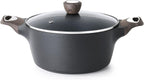 SENSARTE Nonstick Stock Pot with Lid, 2.6/4.5/6.6 QT Soup Pot Casserole Pot, Healthy Pasta Pot, Large Deep Cooking Pot, Big Sauce Pot Stew Pot, Induction Compatible, PFOA PFOS APEO Free, Black