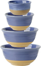 Hasense Porcelain Mixing Bowls Set, Large Serving Dishes for Entertaining, 2.1/1.5/1.0/0.5 Qt Nesting Serving Bowls for Cooking Salad Baking Popcorn, Dishwasher Microwave Safe, Set of 4, Purple