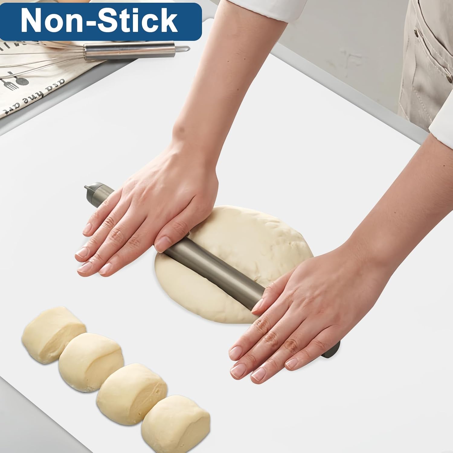 24"x32"(60cmx80cm) Silicone Mat for Kitchen Counter, Heat Resistant Non-Slip Countertop Protector, Waterproof Silicone Craft Mat for Kitchen Island, Light Gray