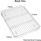 Wildone Baking Sheet with Rack Set [2 Sheets + 2 Racks], Stainless Steel Cookie Pan baking Tray with Cooling Rack, Size 12 x 10 x 1 Inch, Non Toxic & Heavy Duty & Easy Clean