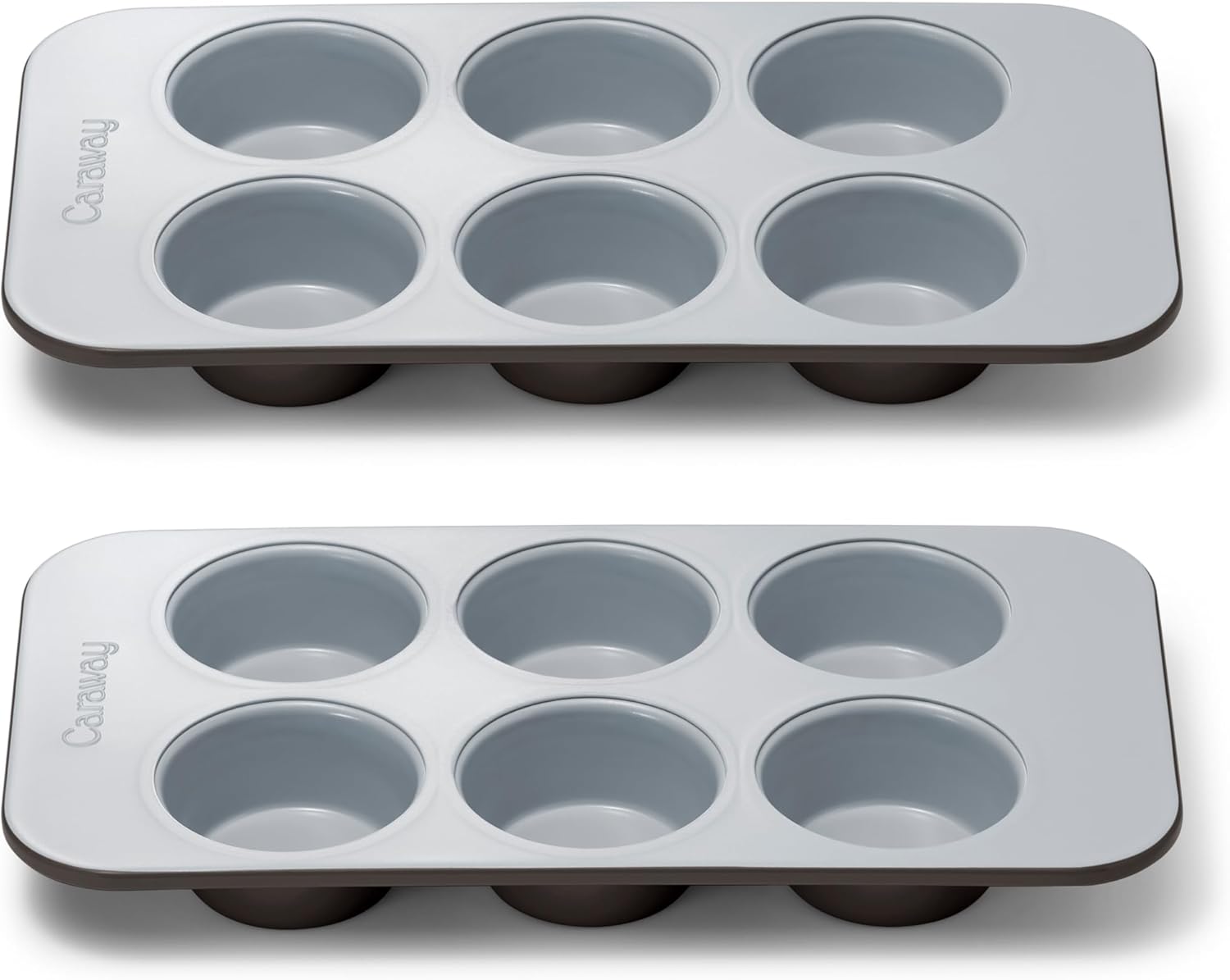 Caraway Nonstick Ceramic 6 Cup Muffin Pan Duo – Non-Toxic, PTFE & PFOA Free – Oven Safe – Aluminized Steel Core – Small Muffin Pan for Baking Cupcakes, Muffins & More - Black