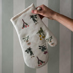 Elegant Vintage Oven Mitt - Heat Resistant Oven Glove with Botanical Print - Perfect for BBQ, Baking, Cooking and Grilling