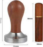 51mm Espresso Tamper with Stirrer Set, Walnut Wood Coffee Press Tool Stamper with Espresso Professional Barista Accessories Kit for Espresso Machine, Wooden