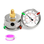 -30inHG-30PSI Stainless Steel Liquid Filled Pressure Gauge, 2.5" Dial Size, 1/8" NPT Back Mount, for Tube, Water Pump, Gas, Liquid, Pressure Test (with Range Mark Pointer)