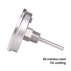 MEASUREMAN Fully Stainless Steel Pot, Kettle, Brewing Bimetal Dial Thermometer, 3" Dial, 2-1/2" Stem, -40-160 deg F/-40-70 deg C, -1% Accuracy, Adjustable, 1/2" NPT Back Mount