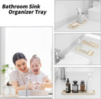 Silicone Kitchen Sink Organizer Tray for Multiple Usage,Eco-Friendly Sponges Holder for Kitchen Bathroom Counter or Sink,Dish Soap Dispenser,Scrubber,Bottle,Cup (Tapioca, 12"×4")