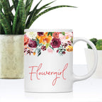 Andaz Press 11oz. Wedding Ceramic Coffee Tea Mug Gift, Fall Autumn Burgundy Orange Peach Flowers Roses Florals, Flowergirl, 1-Pack, Includes Gift Box