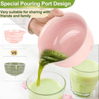 7 Pcs Matcha Whisk Set with Ceramic Bowl, Whisk, Bamboo Spoon, Holder, Sifter, Scoop and Scoop Holder, Tea Kit for Matcha Lover (Pink)